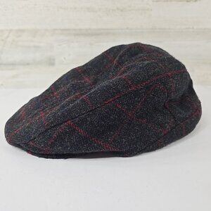 WOOLRICH MEN'S SIZE SMALL MEDIUM NEWSBOY CAP STYLE GRAY PLAID ACRYLIC WOOL *FLAW